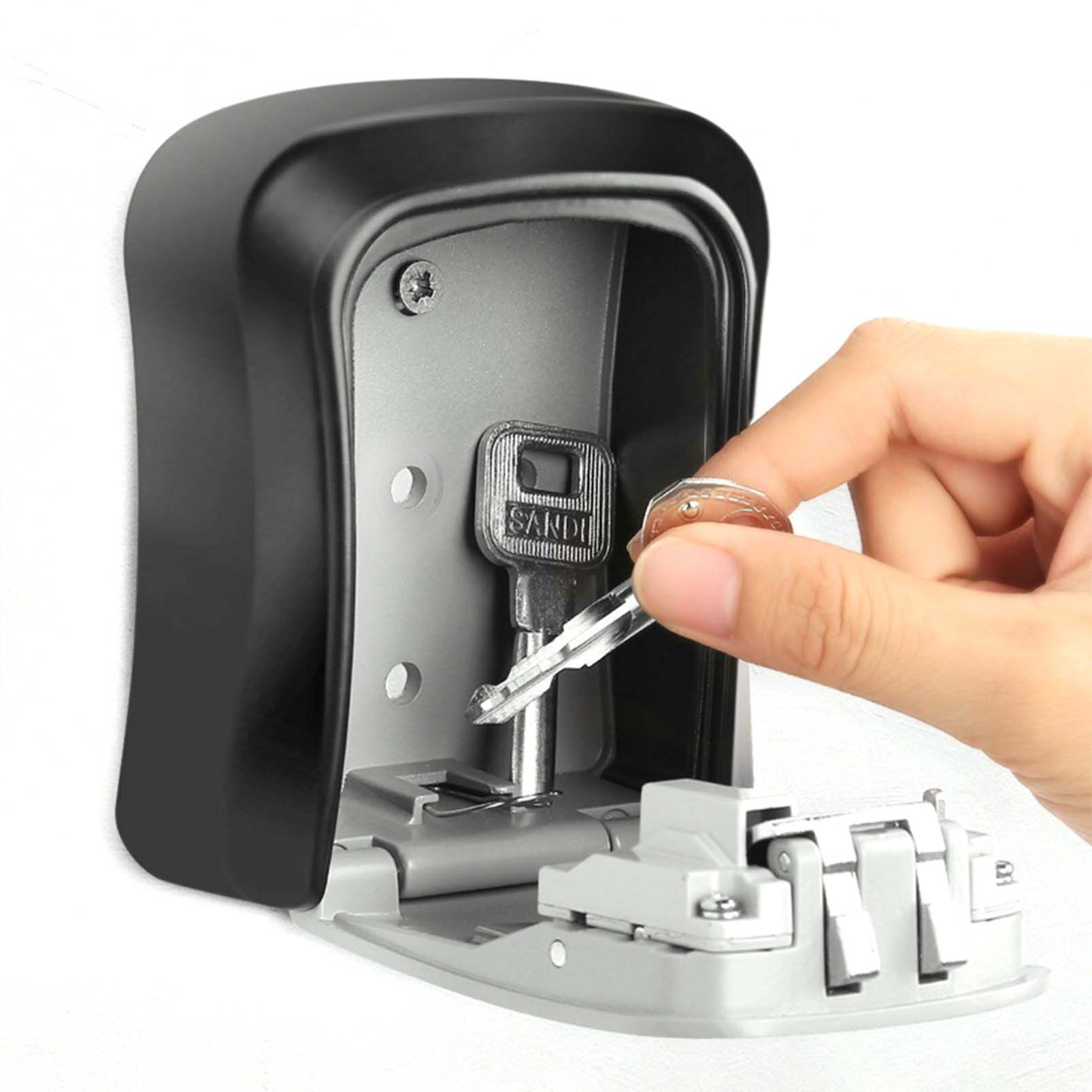 Rust-proof/Waterproof Wall-mounted 4-Digit Combination Key Safe Lock Box, Sturdy and Durable Lock Box for House Key.